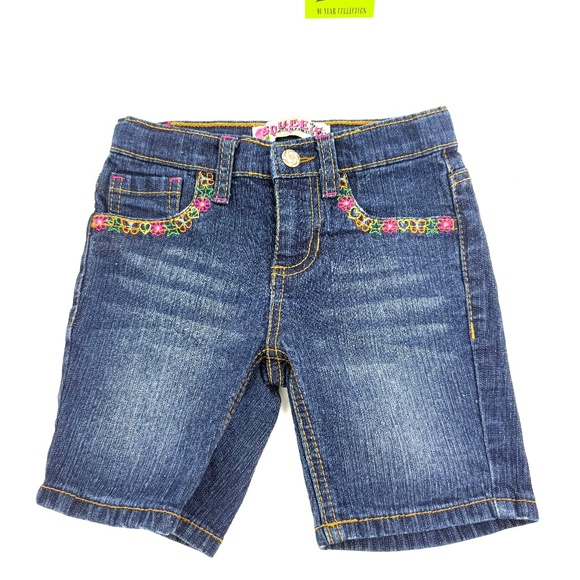 Girls Squeeze Embroidered Denim Bermuda Shorts Size 4 - Picture 1 of 10